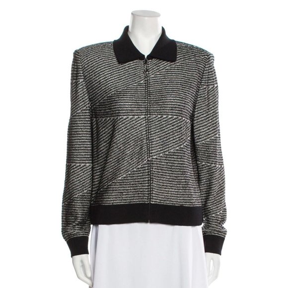 St. John Sweaters - St John Sport Women's Studded Knit Sweater Wool Blend Striped Santana Size M